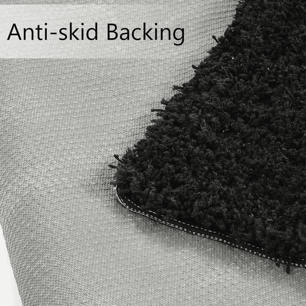 Black Solid Soft Feel Anti-Skid Polyester Carpet -4X6 Feet