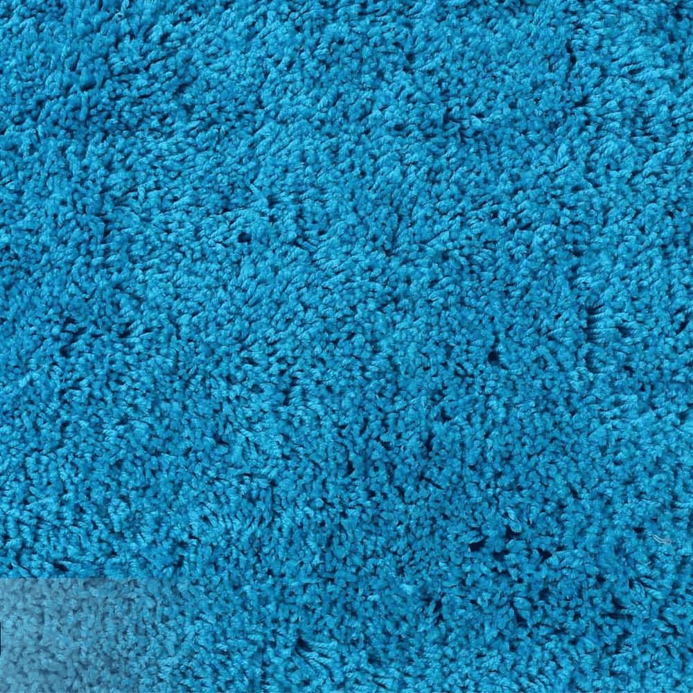 Blue Solid Soft Feel Anti-Skid Polyester Carpet -5X7 Feet