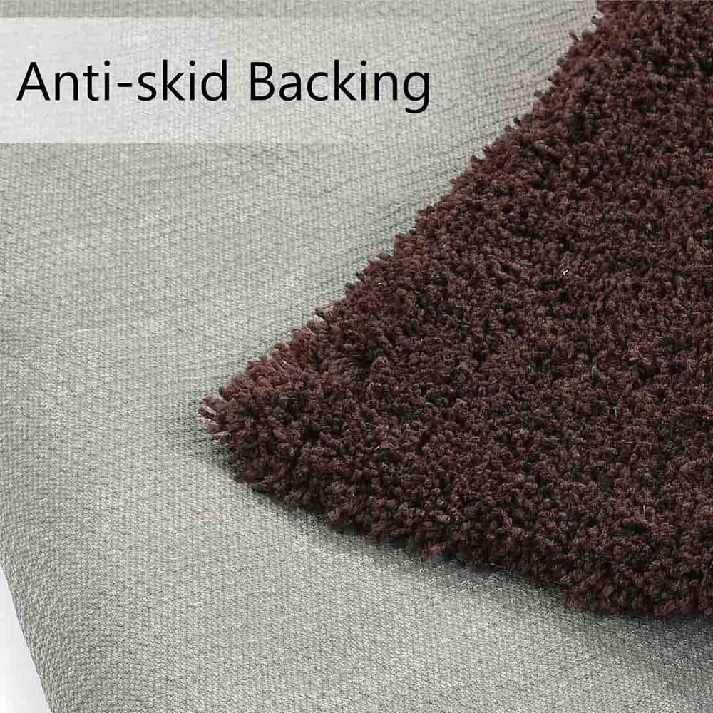 Brown Solid Soft Feel Anti-Skid Polyester Carpet -5X7 Feet
