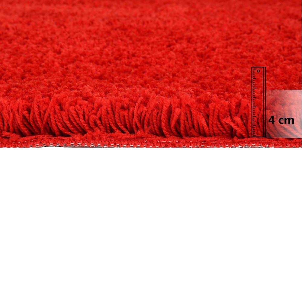 Red Solid Soft Feel Anti-Skid Polyester Carpet -4X6 Feet