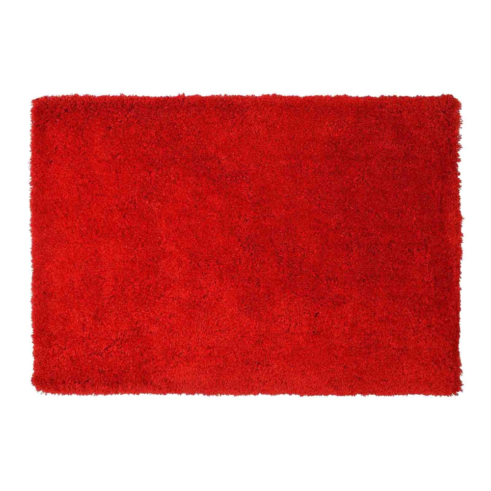 Red Solid Soft Feel Anti-Skid Polyester Carpet -4X6 Feet