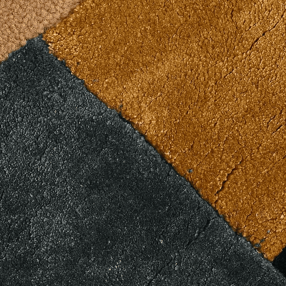 Round Color Block Rug Beige & Brown