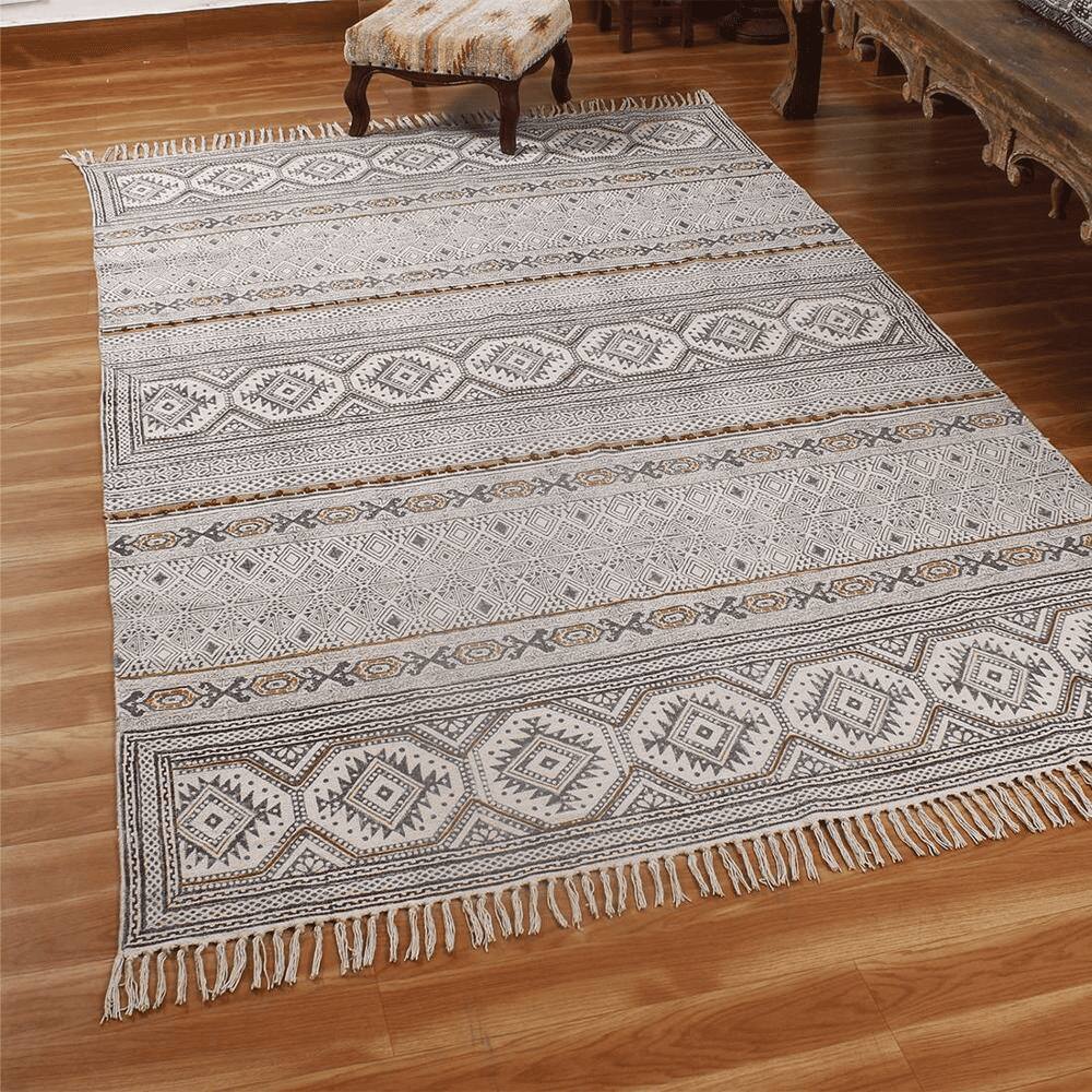 casavani Home Decor Morden Kilim Cotton Area Rug Outdoor Yoga Mat 8x10 FT-picture-26