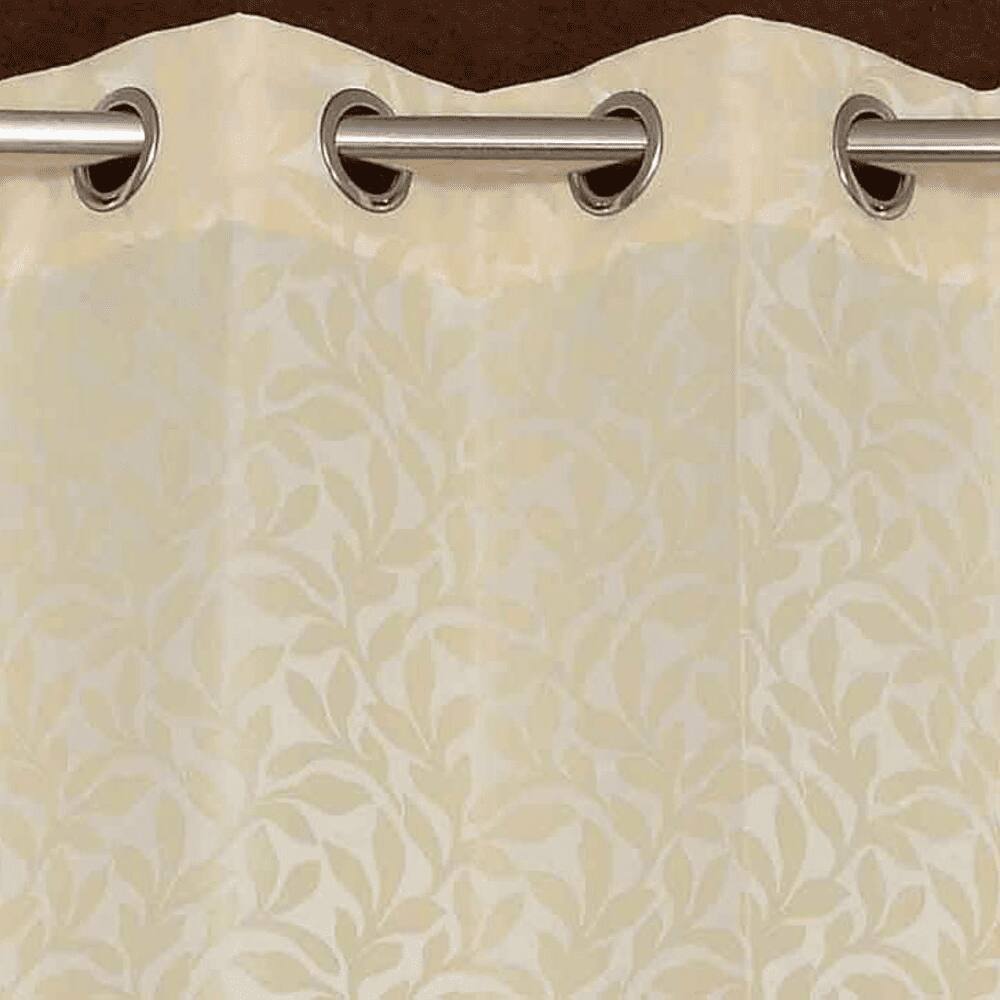 Isolde Cream Color Floral Door Curtain - Set of 2