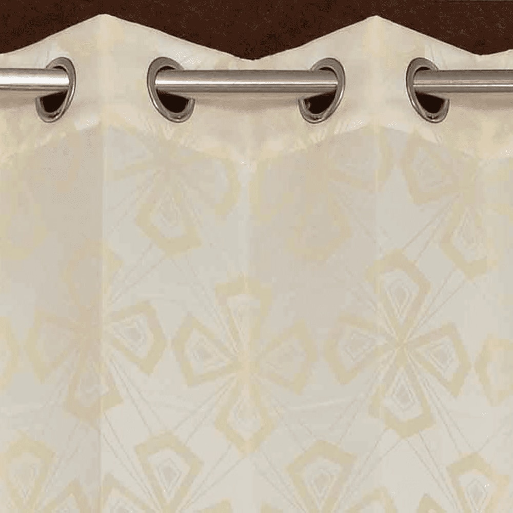 Xanthe Cream Color Geometric Door Curtain - Set of 2