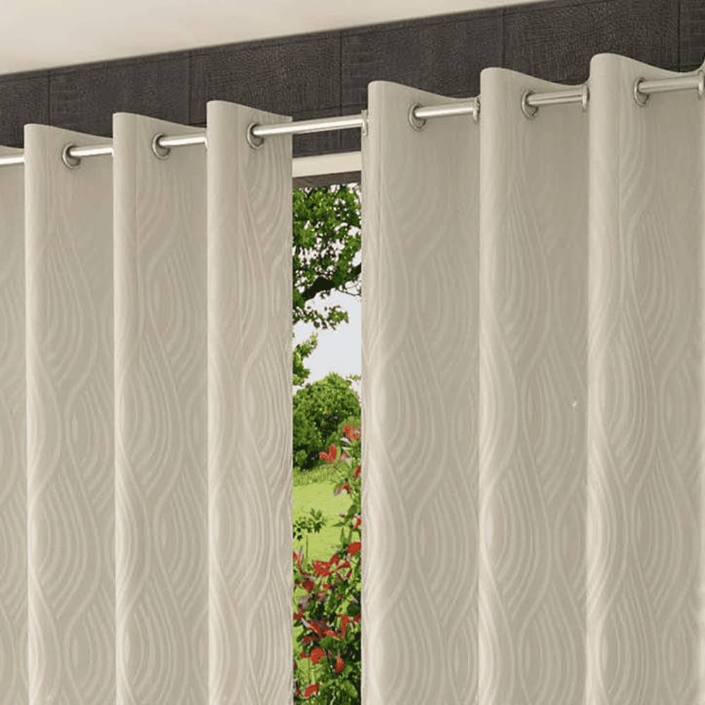 Sadhbh Cream Color Abstract Window Curtain   Set of 2