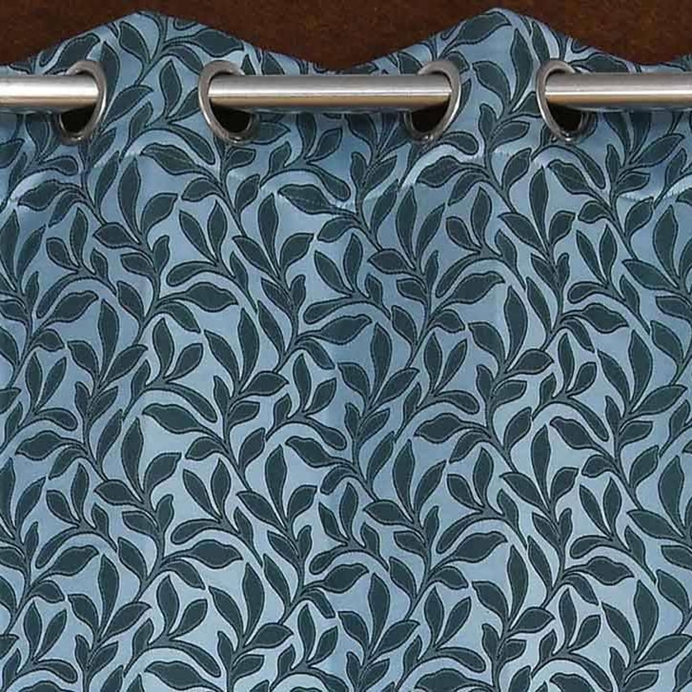 Lamina Blue Color Floral Door Curtain - Set of 2