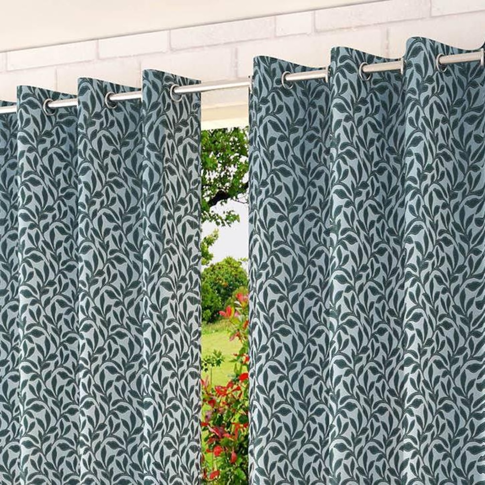 Lamina Blue Color Floral Door Curtain - Set of 2