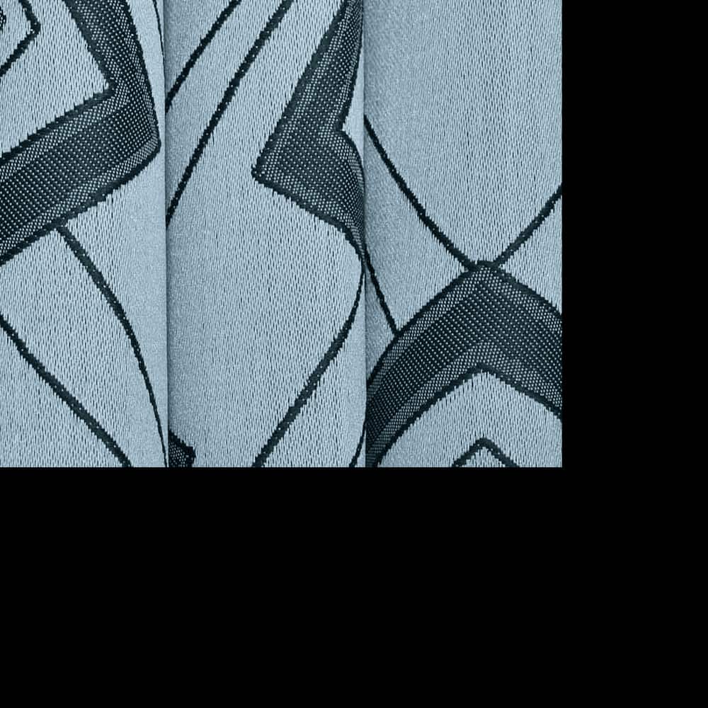 Gann Blue Color Geometric Door Curtain - Set of 2