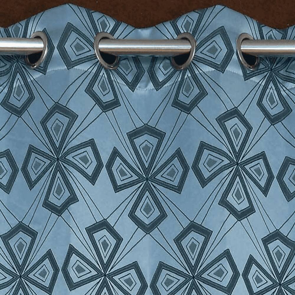 Gann Blue Color Geometric Door Curtain - Set of 2