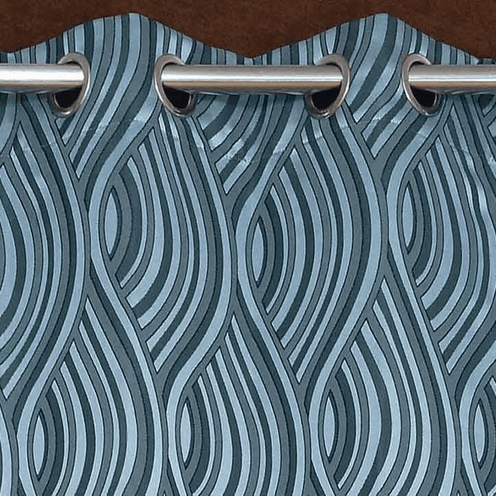 Emma Blue Color Abstract Long Door Curtain - Set of 2