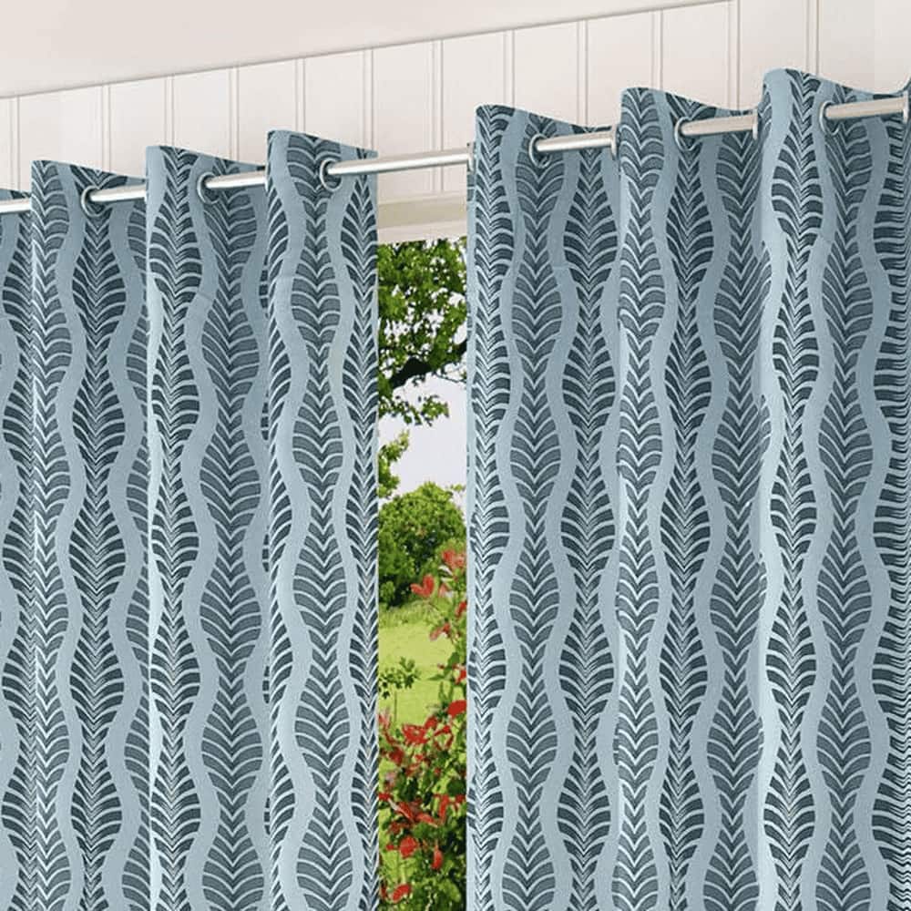 Lucy Blue Color Abstract Door Curtain - Set of 2