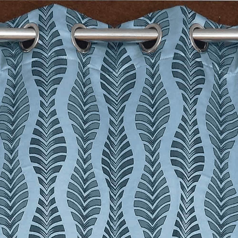Lucy Blue Color Abstract Door Curtain - Set of 2