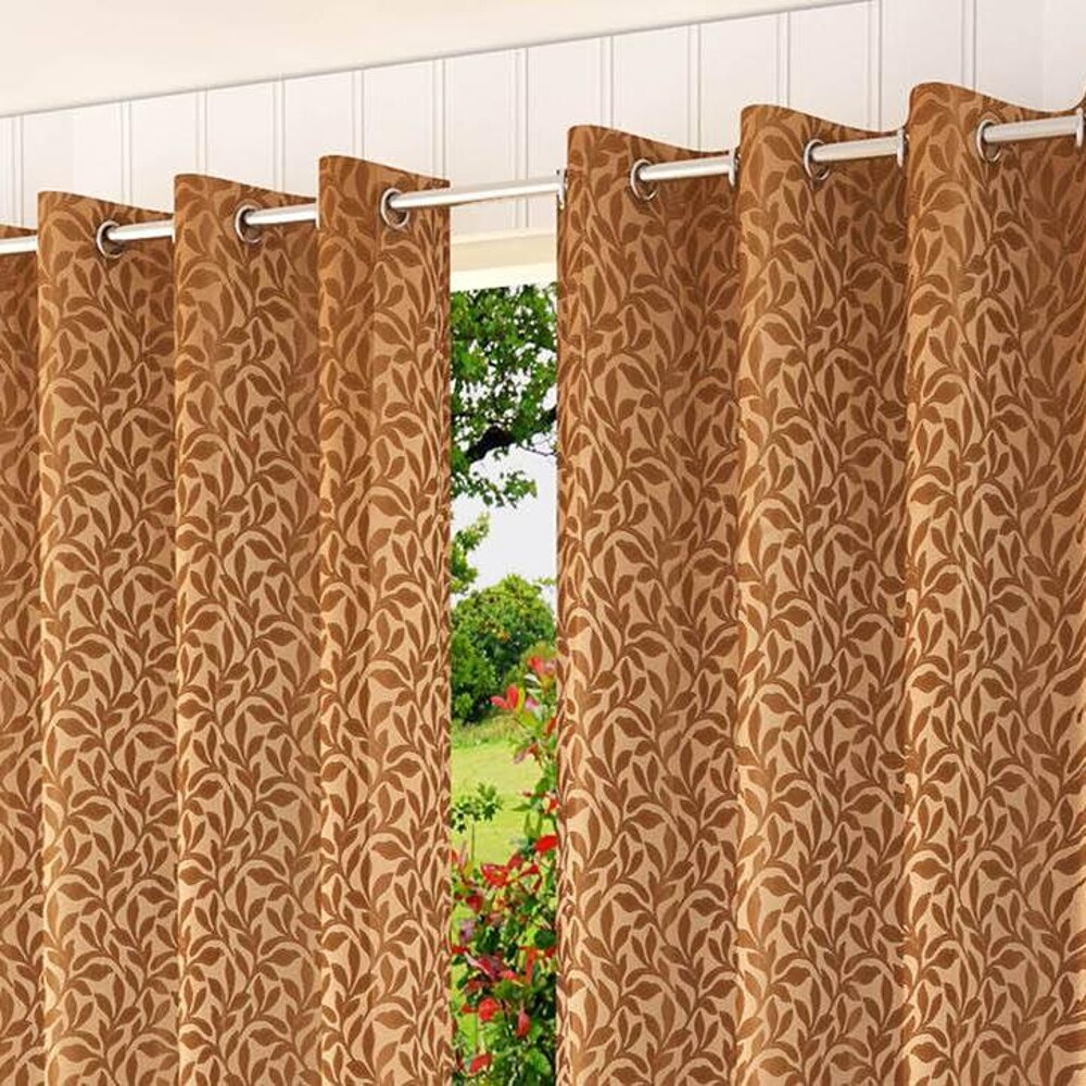 Emersyn Mouse Color Floral Long Door Curtain - Set of 2