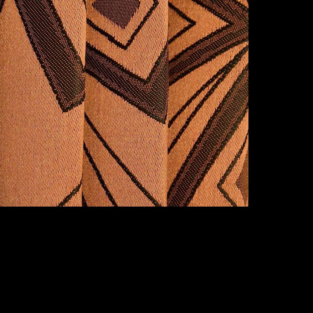 Ferdia Brown Color Geometric Window Curtain   Set of 2