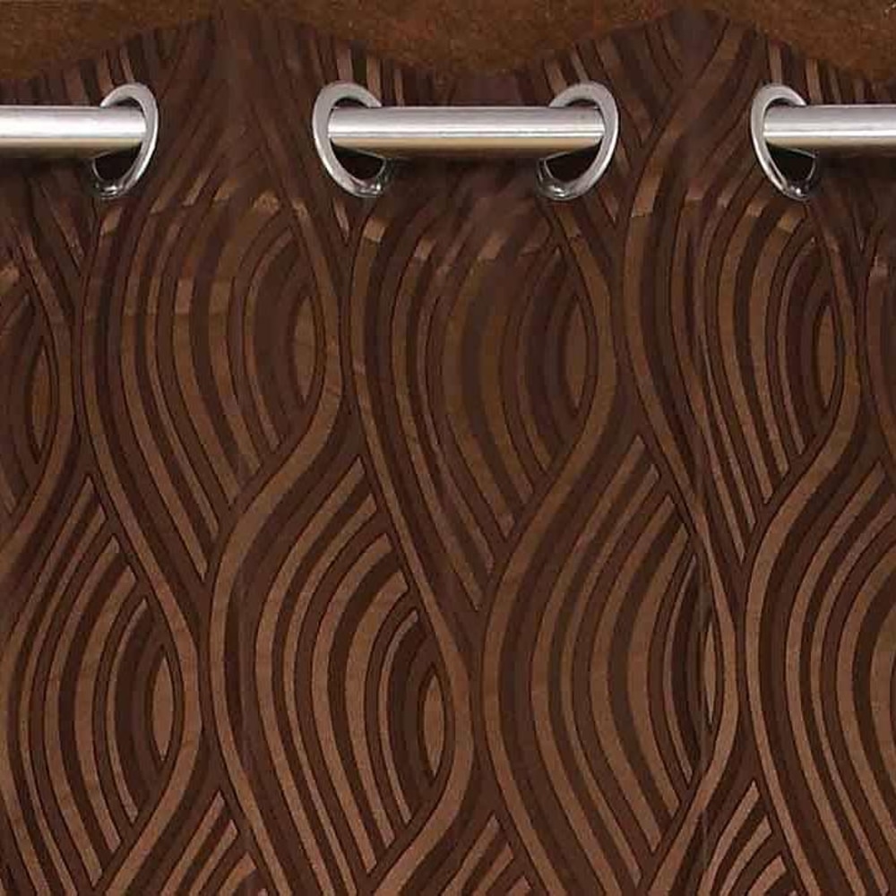 Niamh Brown Color Abstract Window Curtain   Set of 2