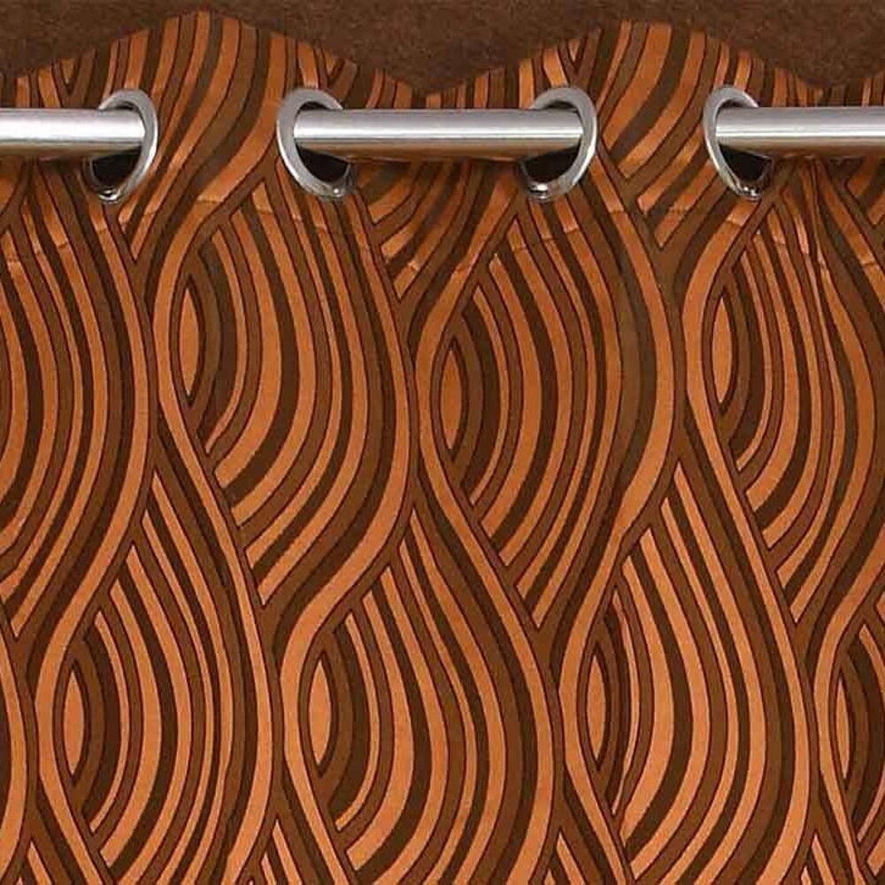 Olivia Brown Color Abstract Door Curtain - Set of 2