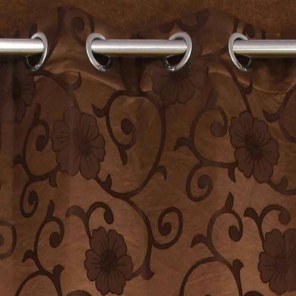 Elizabeth Brown Color Floral Long Door Curtain - Set of 2