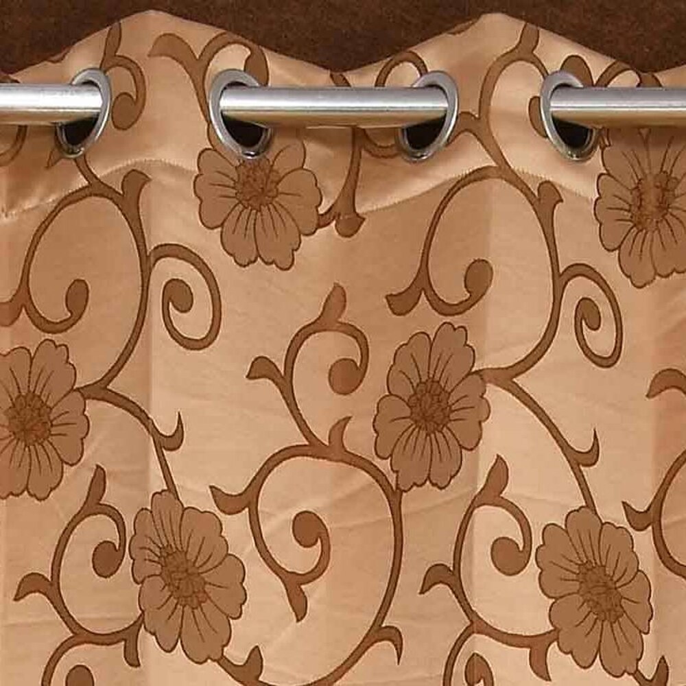 Myra Mouse Color Floral Long Door Curtain - Set of 2