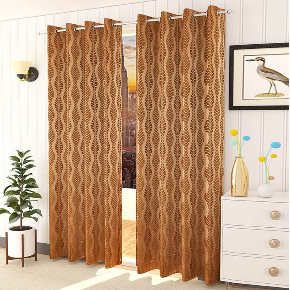 Nora Mouse Color Abstract Long Door Curtain - Set of 2