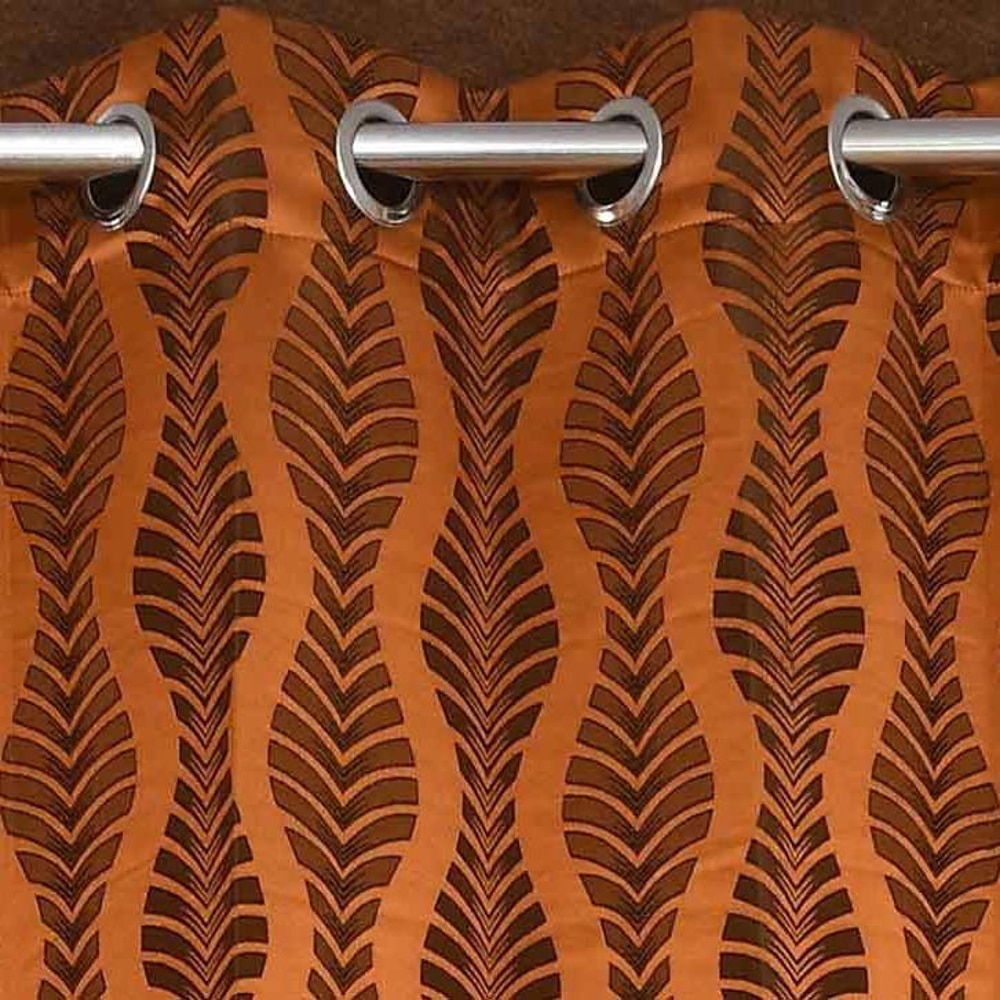 Leah Brown Color Abstract Window Curtain   Set of 2