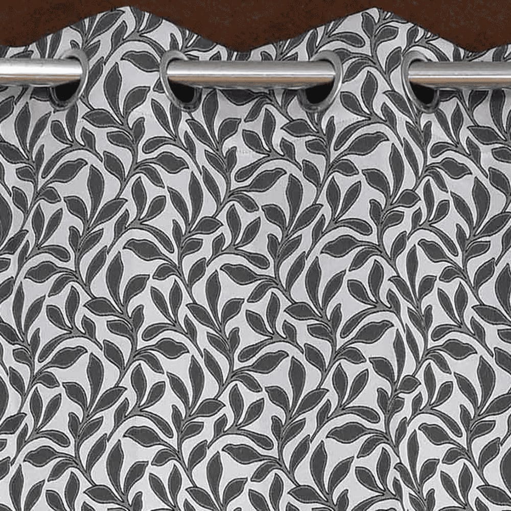 Sienna Grey Color Floral Door Curtain - Set of 2