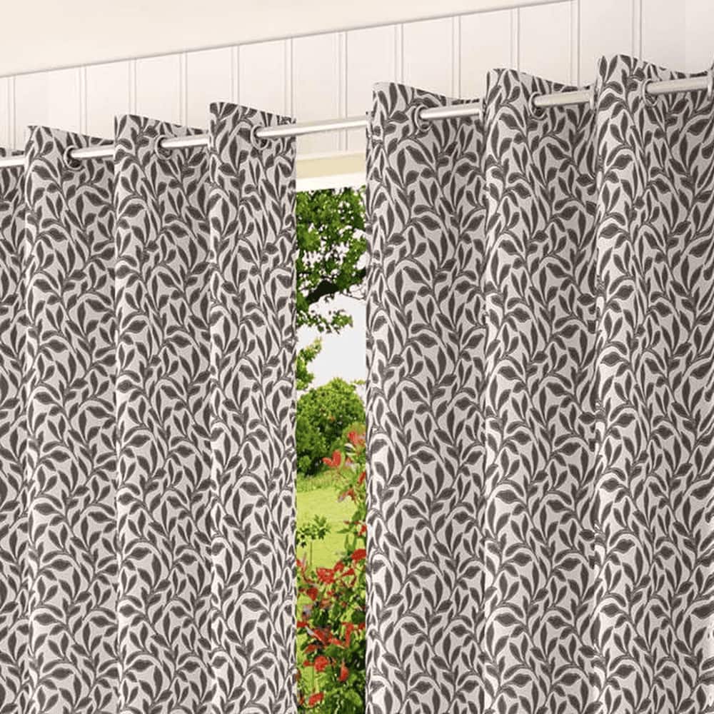 Sienna Grey Color Floral Door Curtain - Set of 2