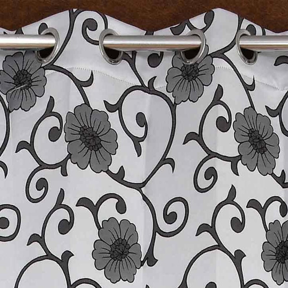 Eleanor Grey Color Floral Door Curtain - Set of 2