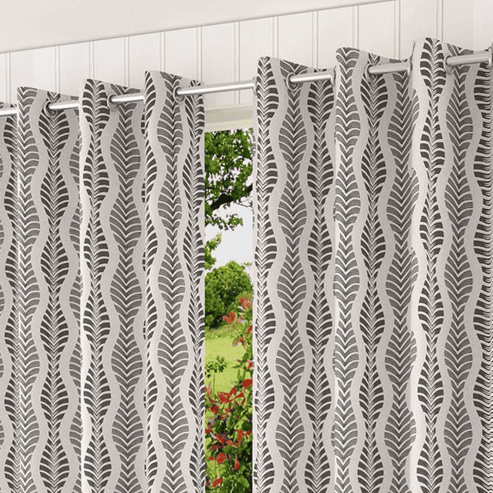 Joe Black Color Abstract Window Curtain   Set of 2
