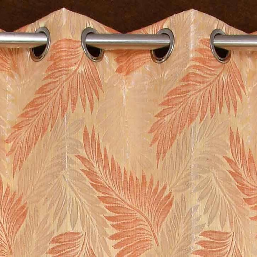 Artemis Orange Color Floral Door Curtain - Set of 2