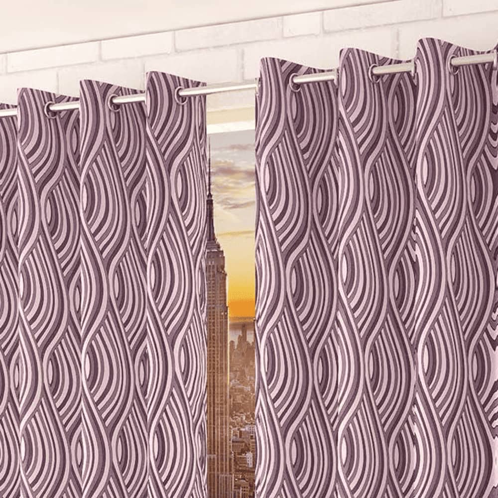 Oisin Pink Color Abstract Long Door Curtain - Set of 2