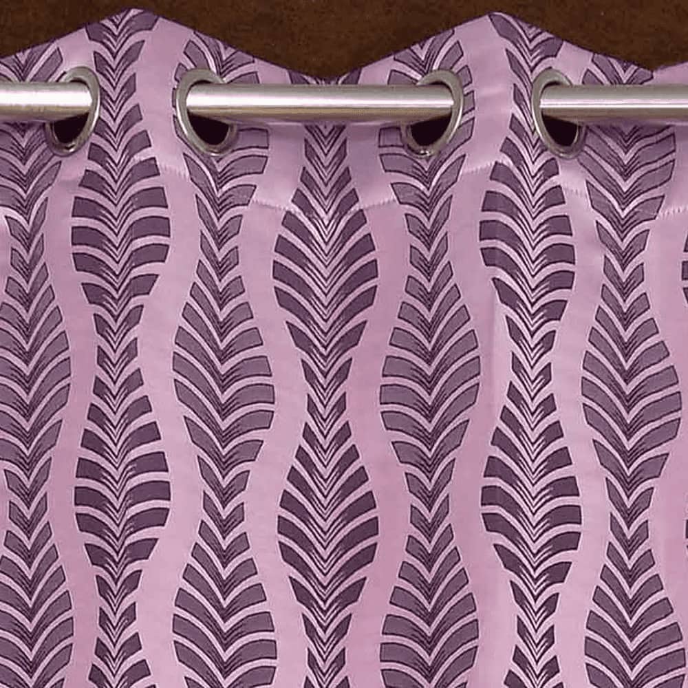 Hazel Pink Color Abstract Window Curtain   Set of 2