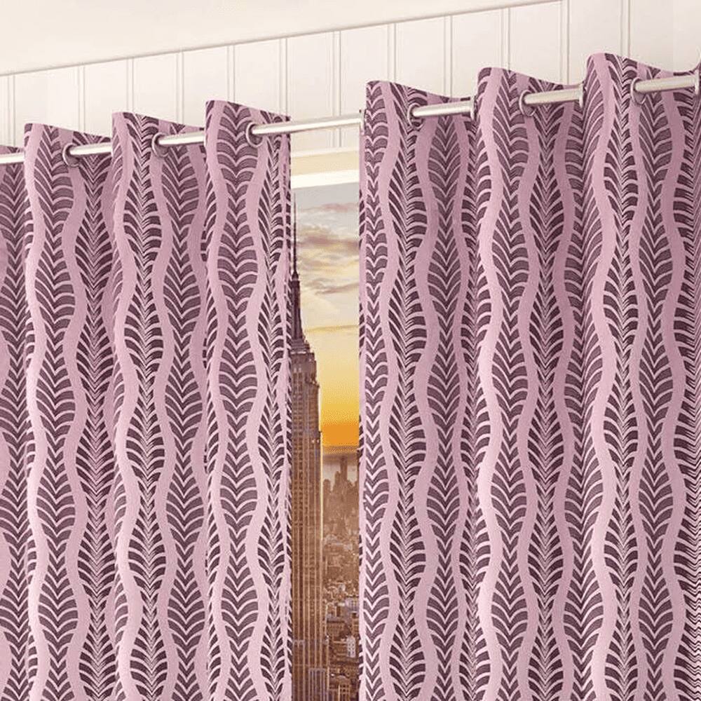 Hazel Pink Color Abstract Door Curtain - Set of 2