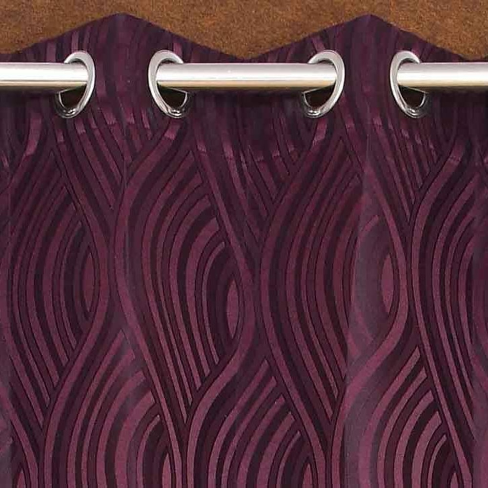 Tuireann Purple Color Abstract Window Curtain   Set of 2