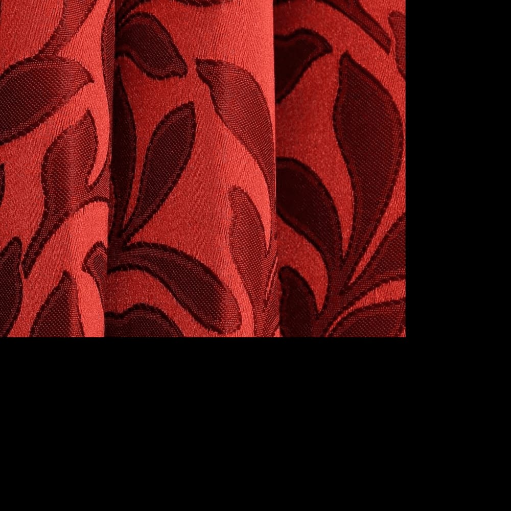 Lucia Red Color Floral Long Door Curtain - Set of 2