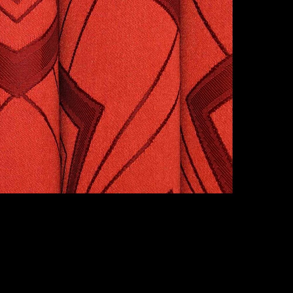 Nephele Red Color Geometric Window Curtain   Set of 2