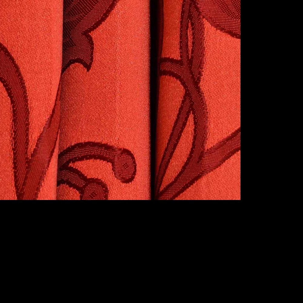 Ava Red Color Floral Window Curtain   Set of 2