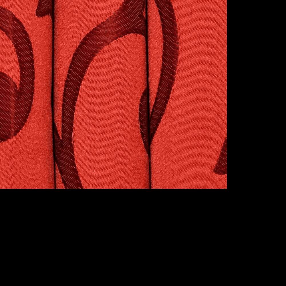 Ella Red Color Floral Long Door Curtain - Set of 2