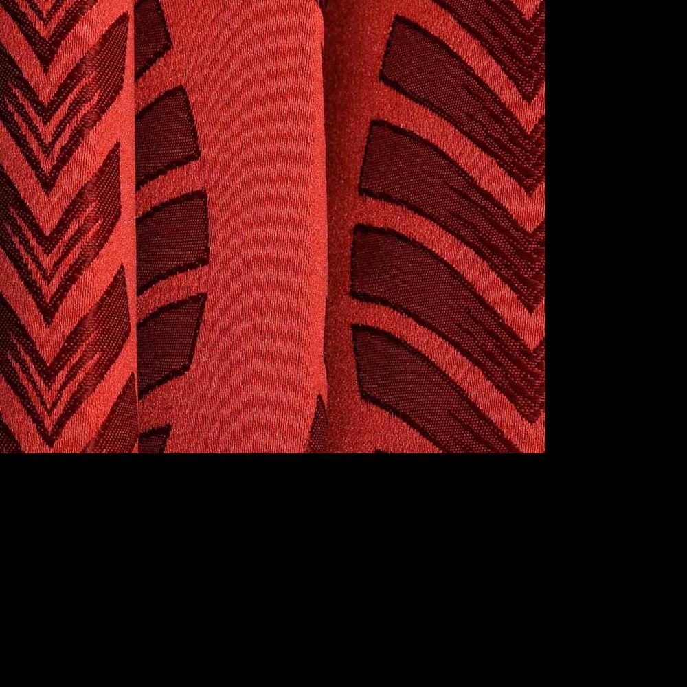 Grace Red Color Abstract Long Door Curtain - Set of 2