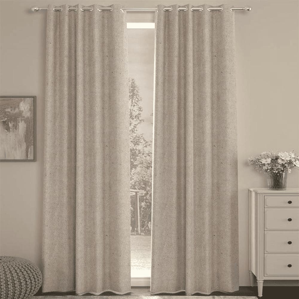 Ashanti Beige Polycotton Room-Darkening 7 ft Door Curtain