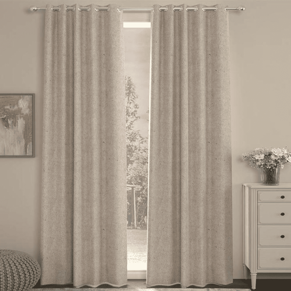 Ashley Beige Polycotton Room-Darkening 7 ft Door Curtain Set of 2