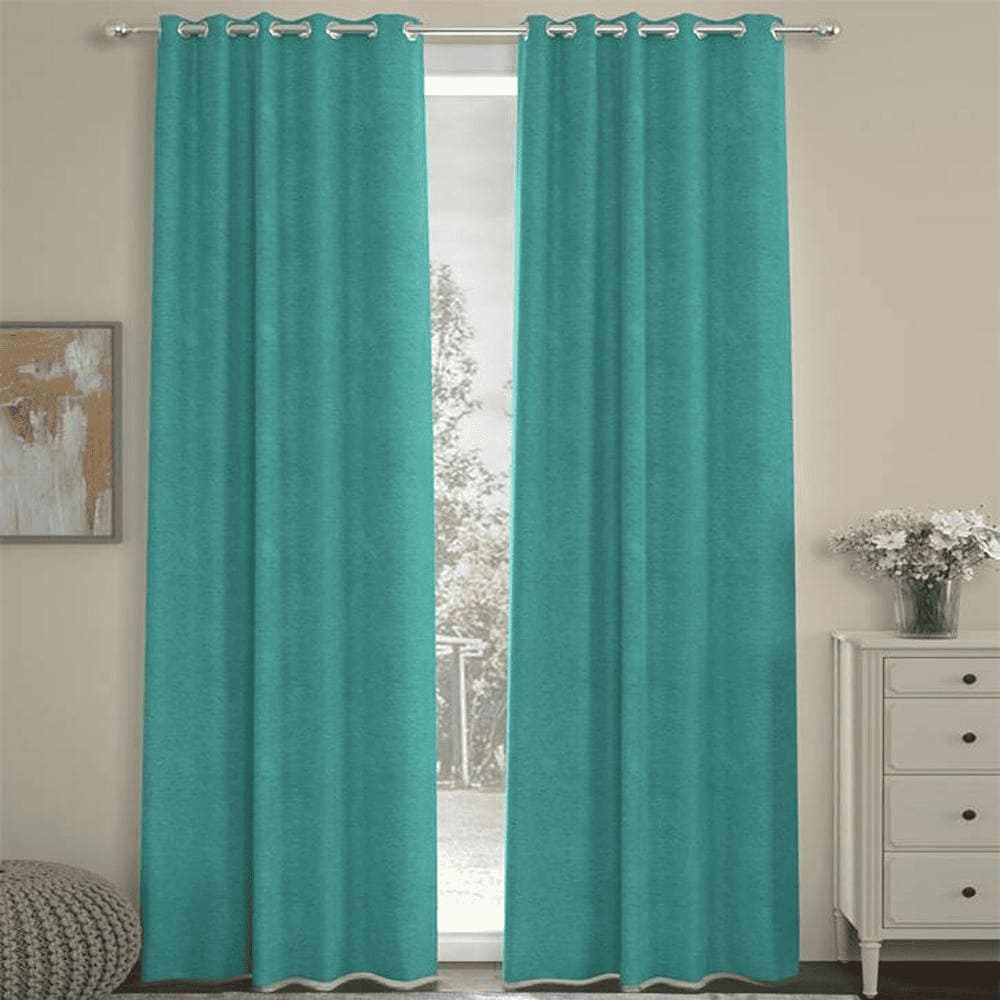 Naryssa Light Blue Polyester Room-Darkening 7 ft Door Curtain