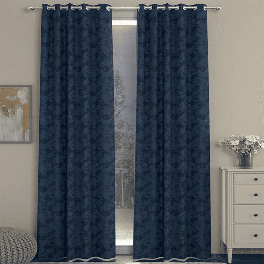 Nicolas Dark Blue Polyester Room-Darkening 7 ft Door Curtain