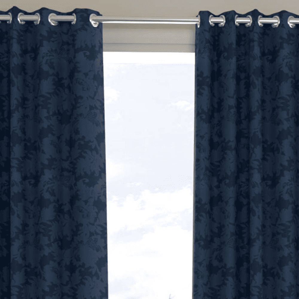Paul Dark Blue Polyester Room-Darkening 9 ft Long Door Curtain
