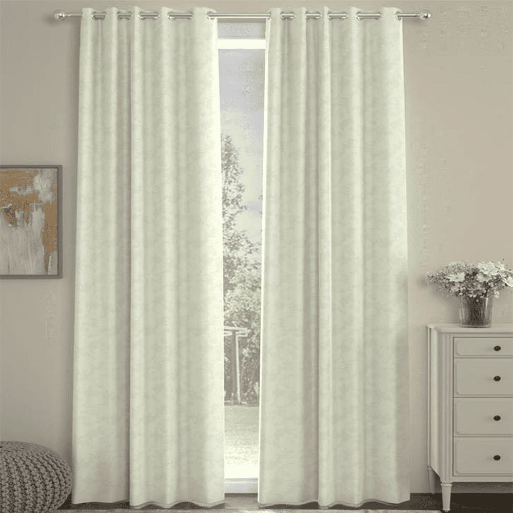 Angelina Off White Polyester Room-Darkening 7 ft Door Curtain Set of 2