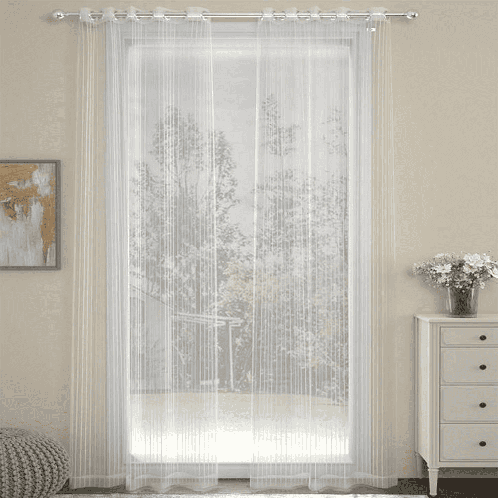 Holly White Polyester Sheer 7 ft Door Curtain