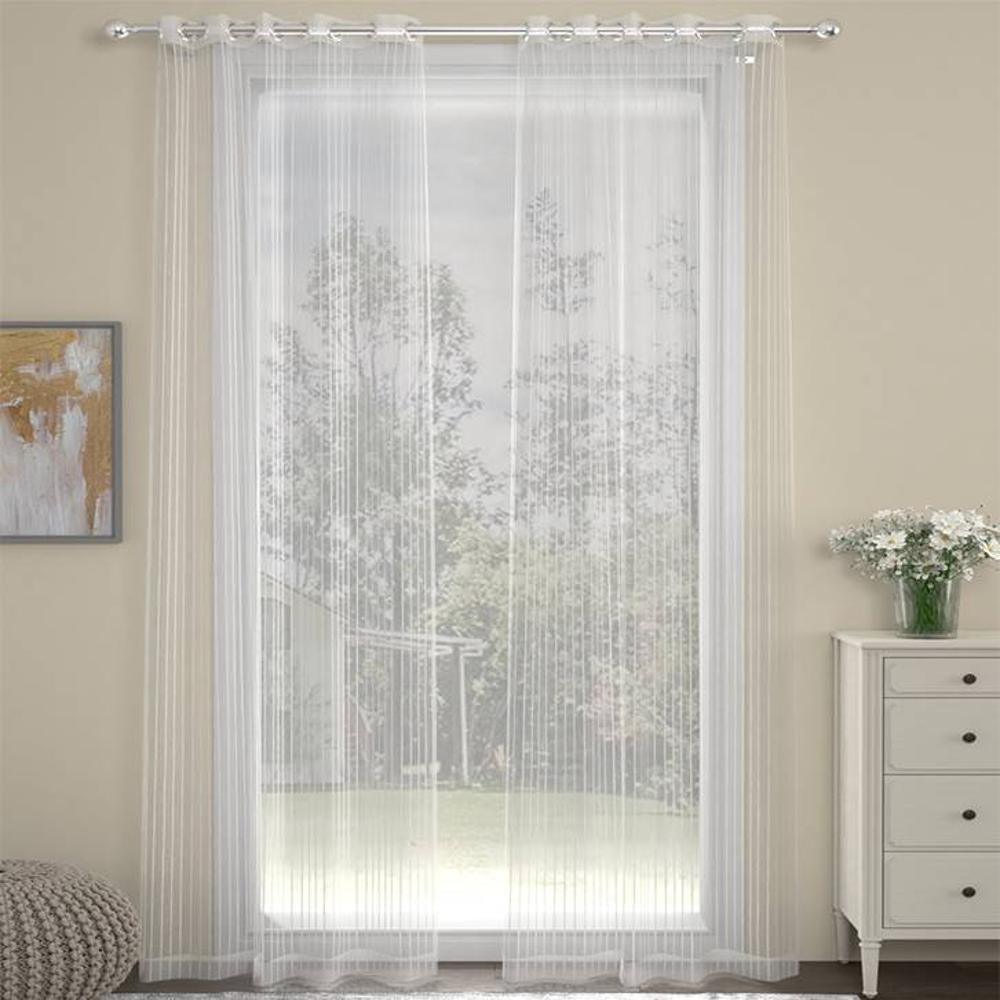 Jessica White Polyester Sheer 9 ft Long Door Curtain Set of 2