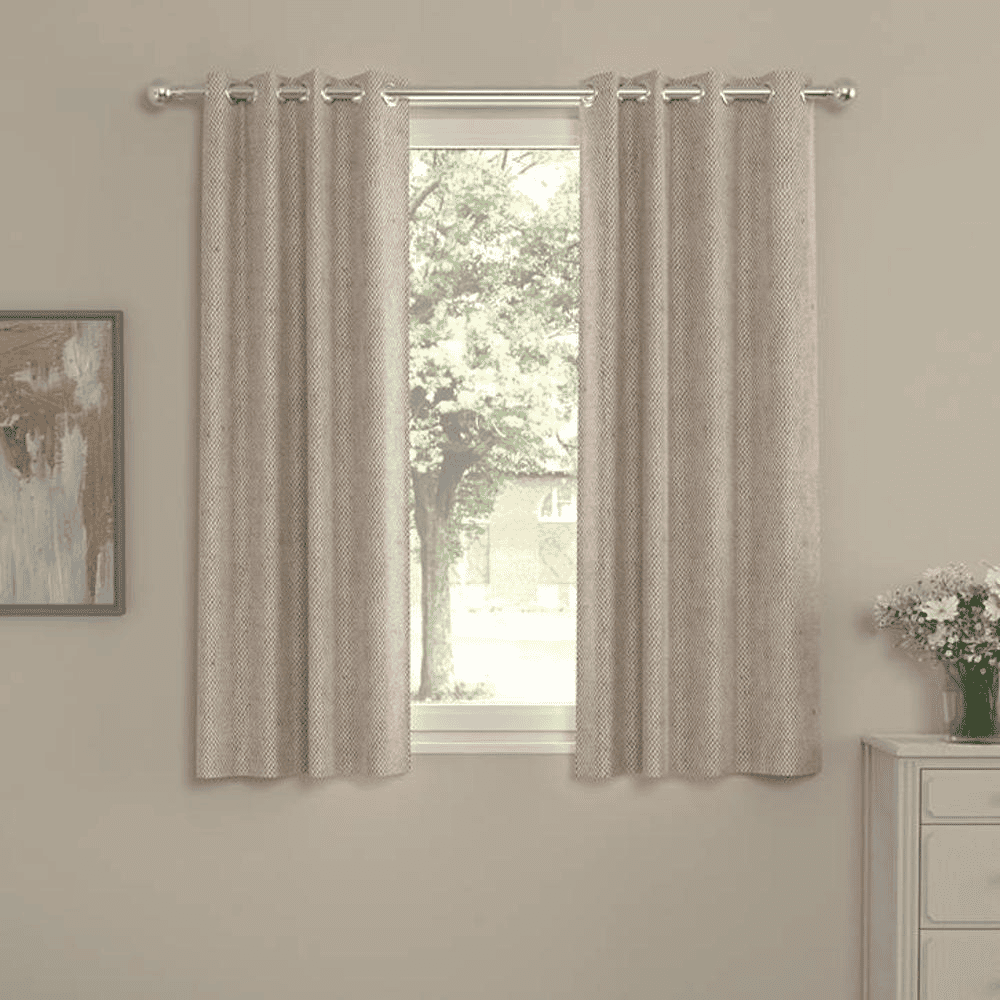 Farbine Beige Polycotton Room Darkening 5 ft Window Curtain