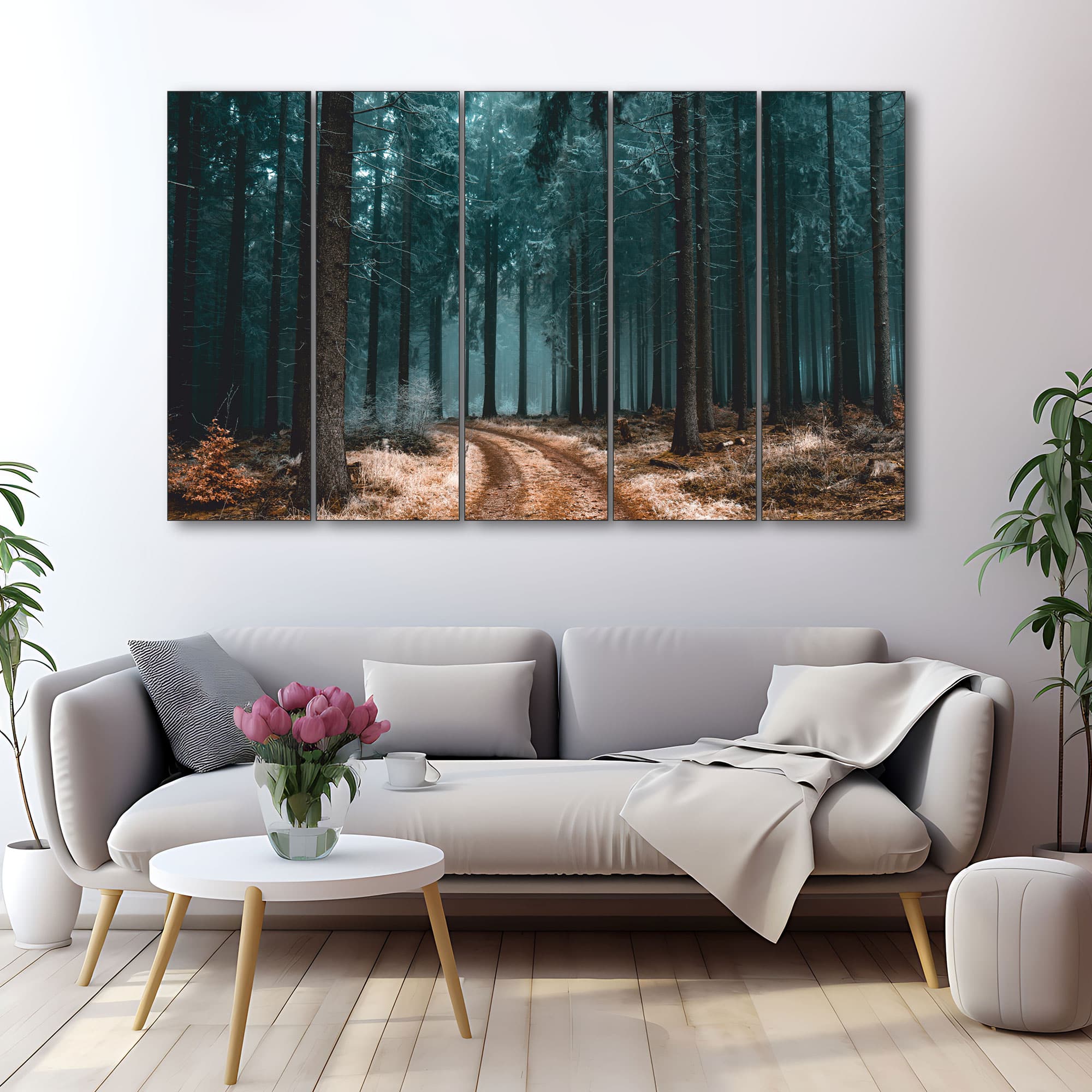 The Castle Decor Cold Forest Pathway Wall Art Set of 5 27x48 Inch - The Castle Decor