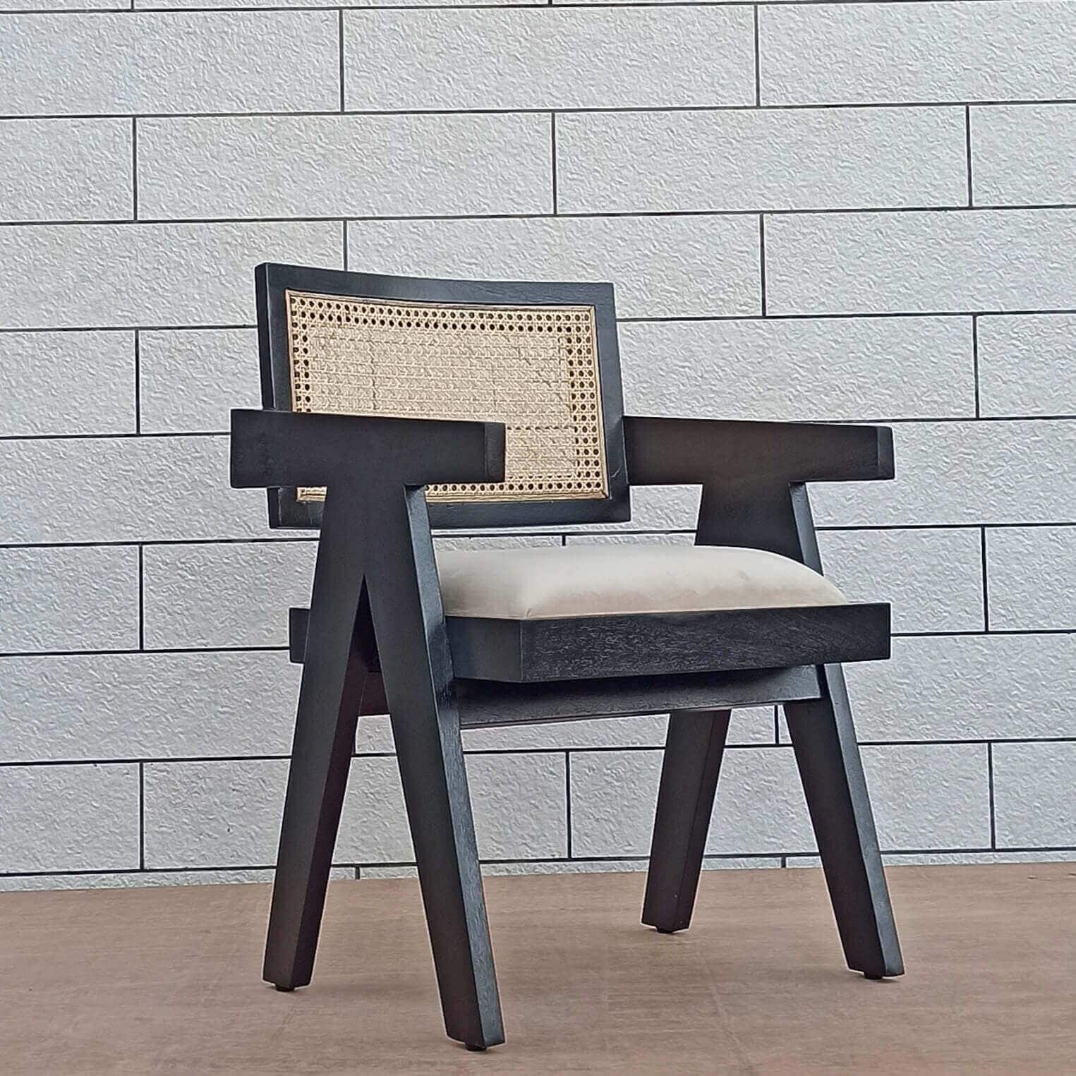 Atlanta Solid Wood Mango Arm Chair in Black